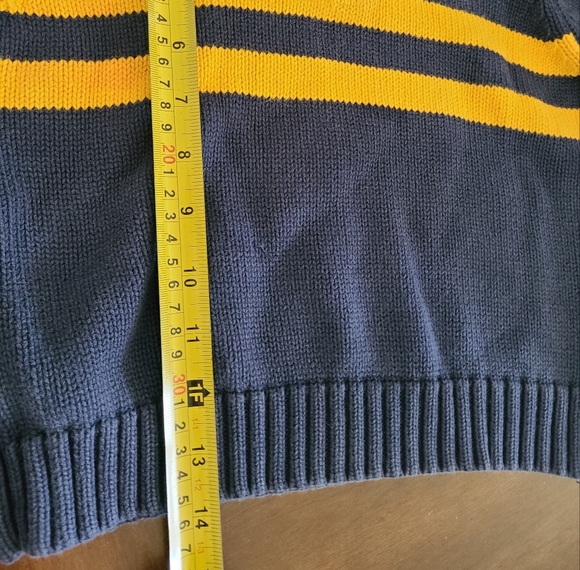 Polo Ralph Lauren Navy With  Yellow Striped Half-Zip Sweater Sz.4/4T - Picture 6 of 8